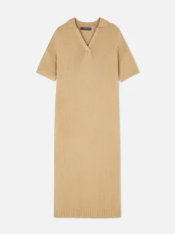 Midikleid Mit V-Ausschnitt Und Kragen