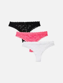 Modische Hipster-Slips Mit Spitzenbesatz, 3er-Pack