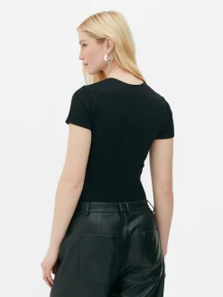 Nahtloser, Gerippter T-Shirt-Body