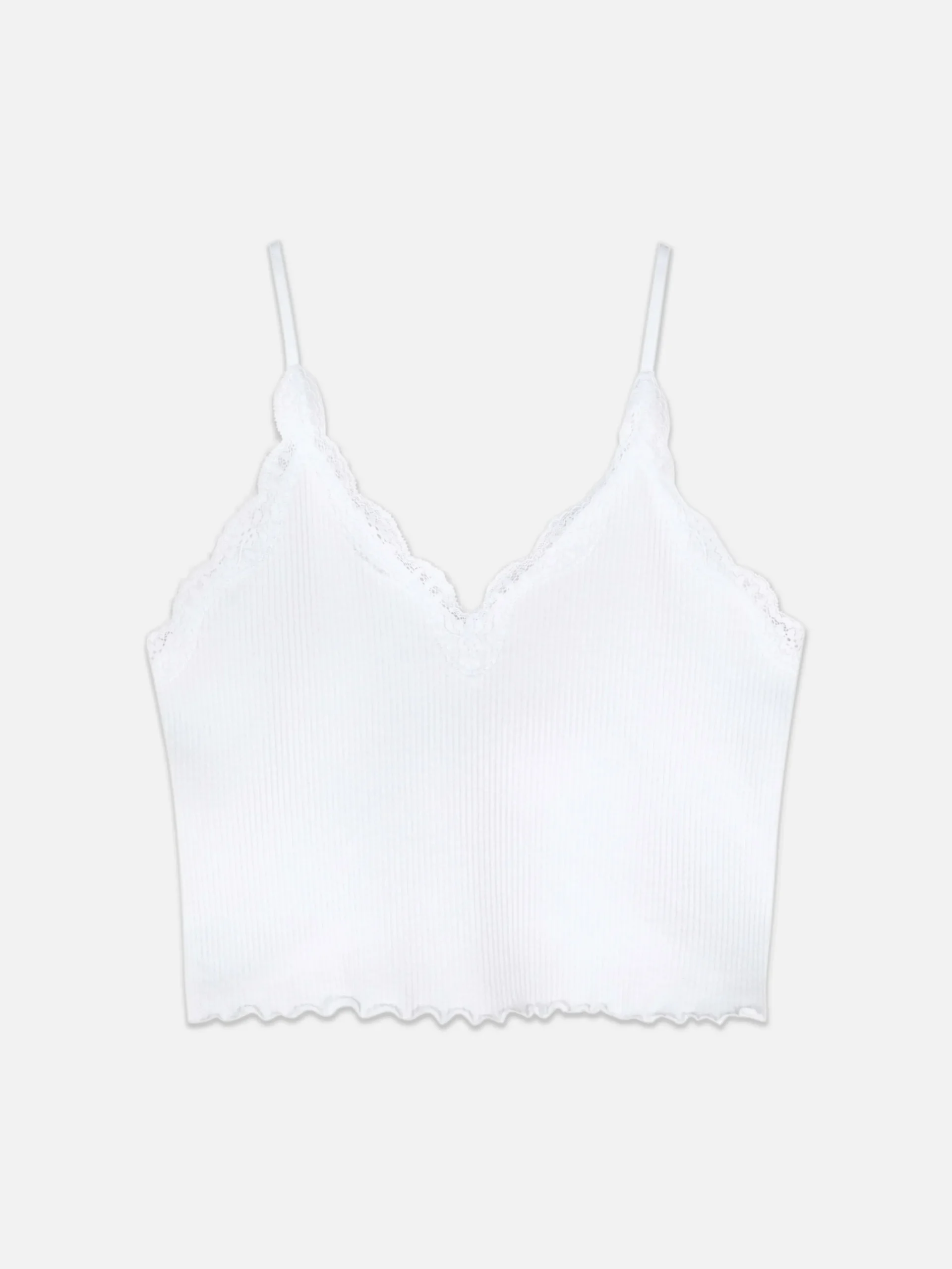Nahtloses, Kurzes Trägertop Mit Spitzenbesatz