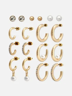 Ohrstecker Und Creolen, 9er-Pack