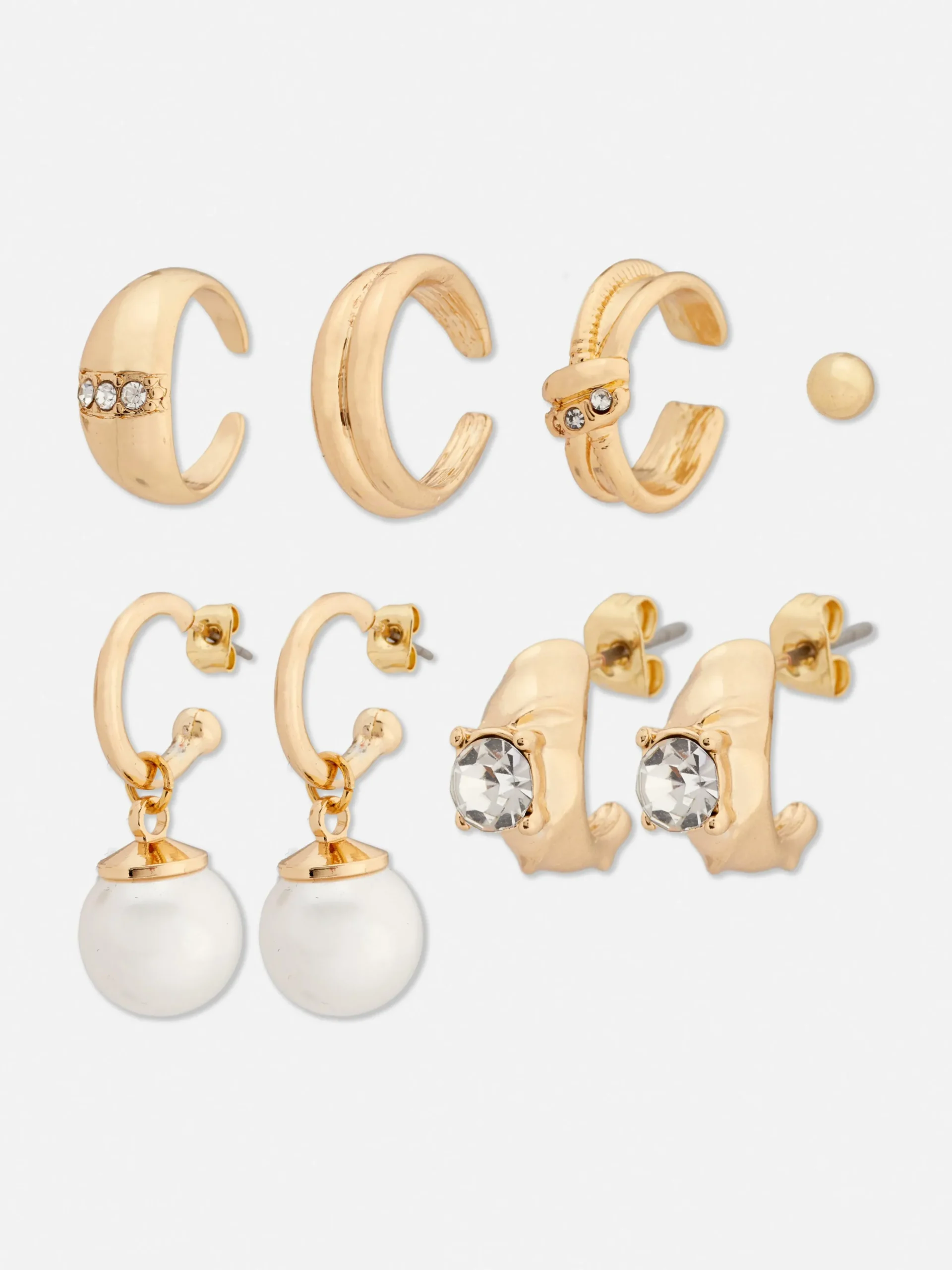 Ohrstecker Und Kleine Creolen Mit Strass, 6er-Pack