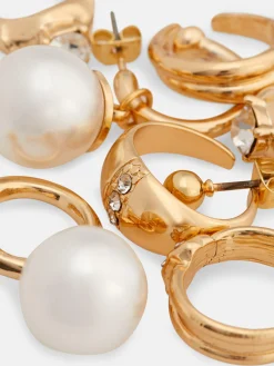 Ohrstecker Und Kleine Creolen Mit Strass, 6er-Pack