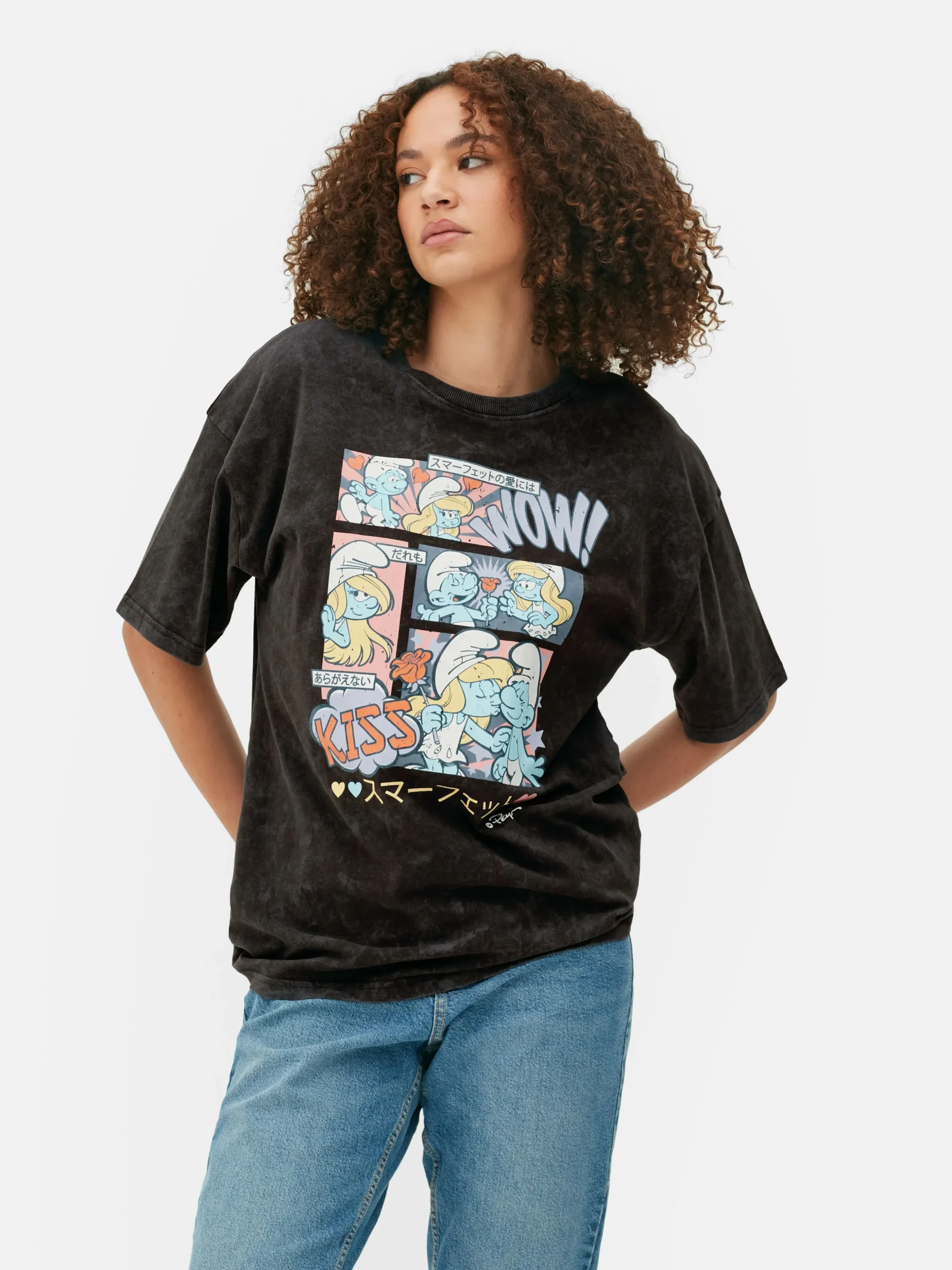 Oversized-T-Shirt Mit „Die Schlümpfe“ Comic-Print