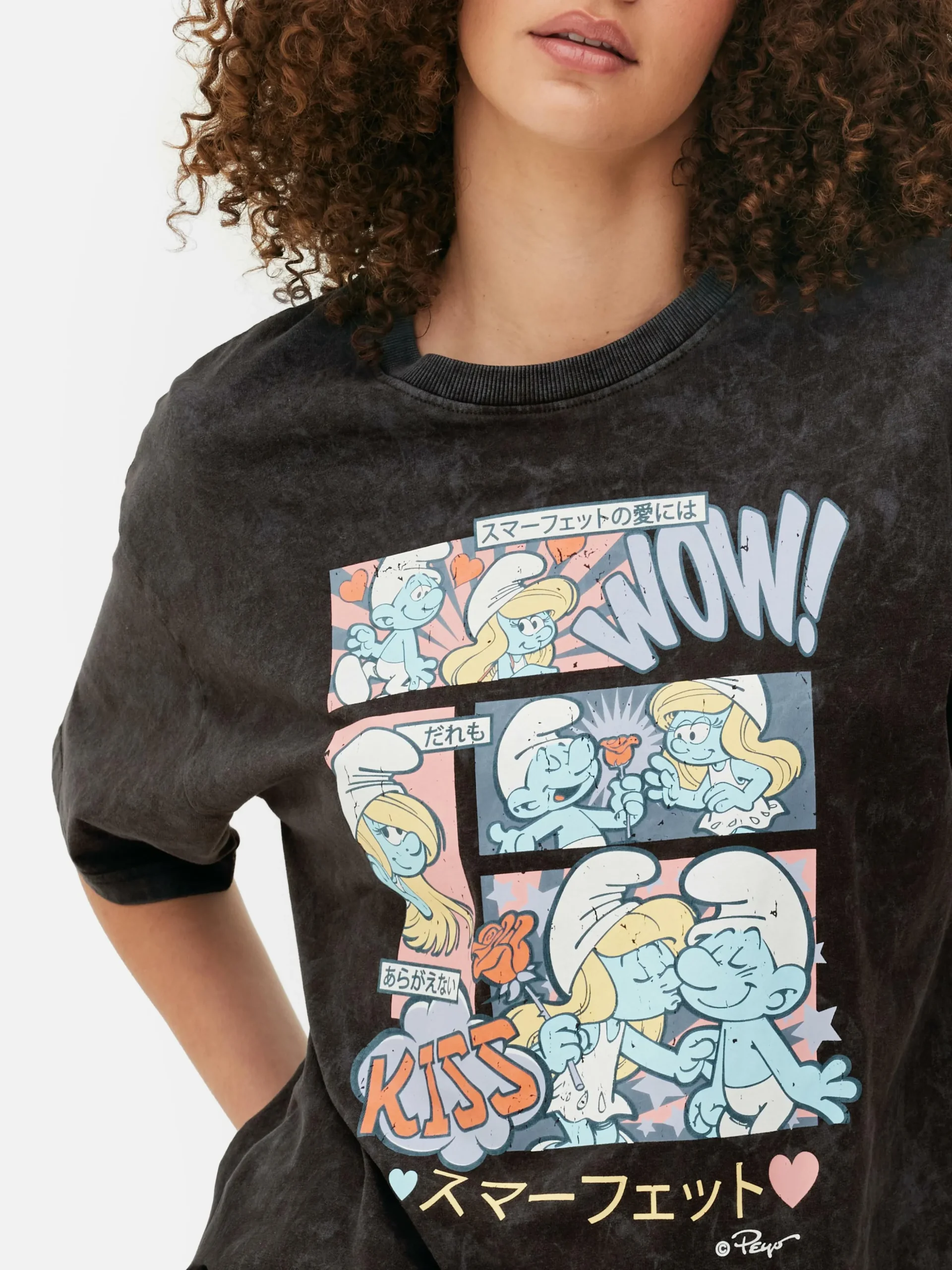 Oversized-T-Shirt Mit „Die Schlümpfe“ Comic-Print