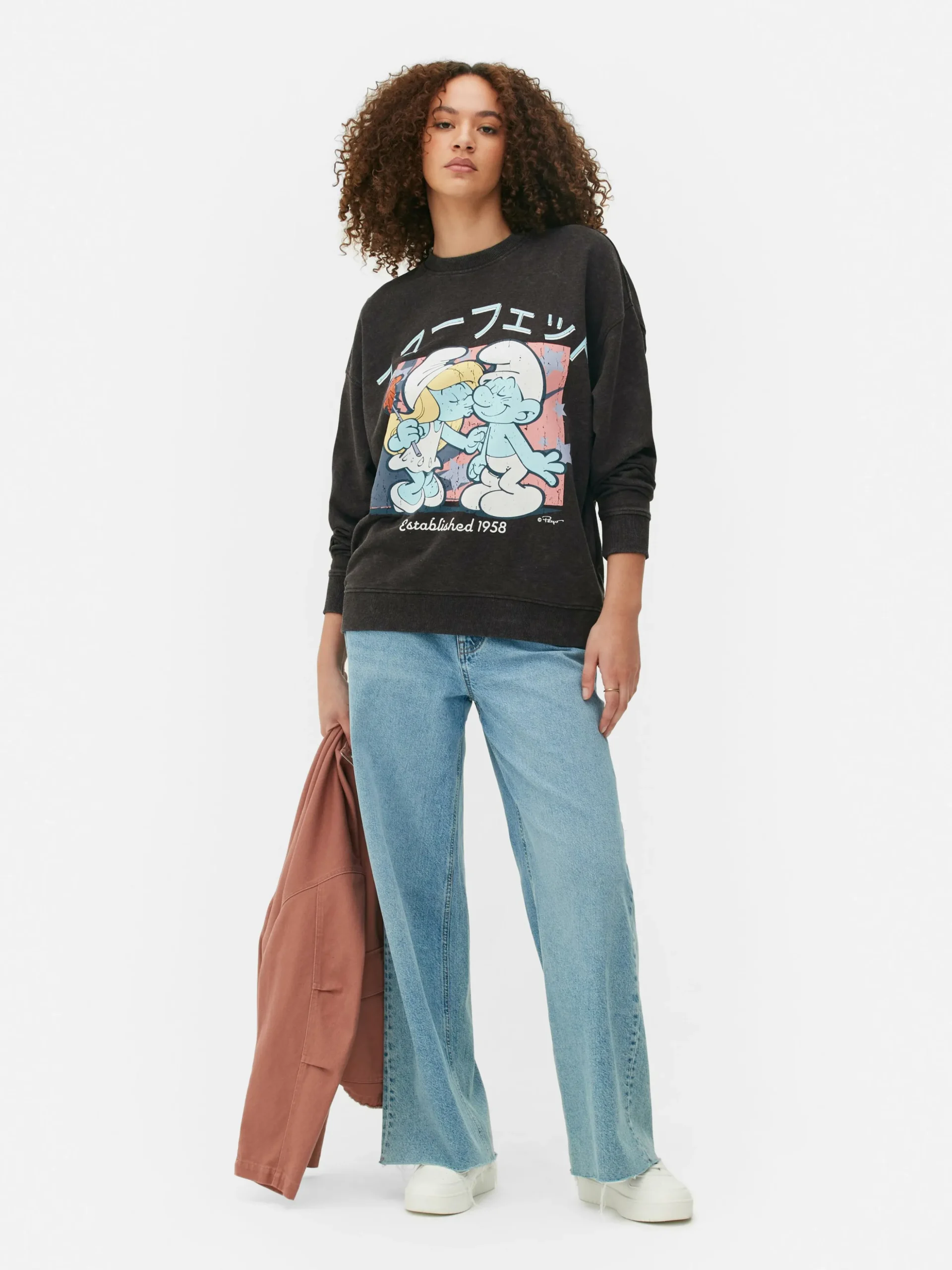 Oversize-Sweatshirt Mit „Die Schlümpfe“ Grafik