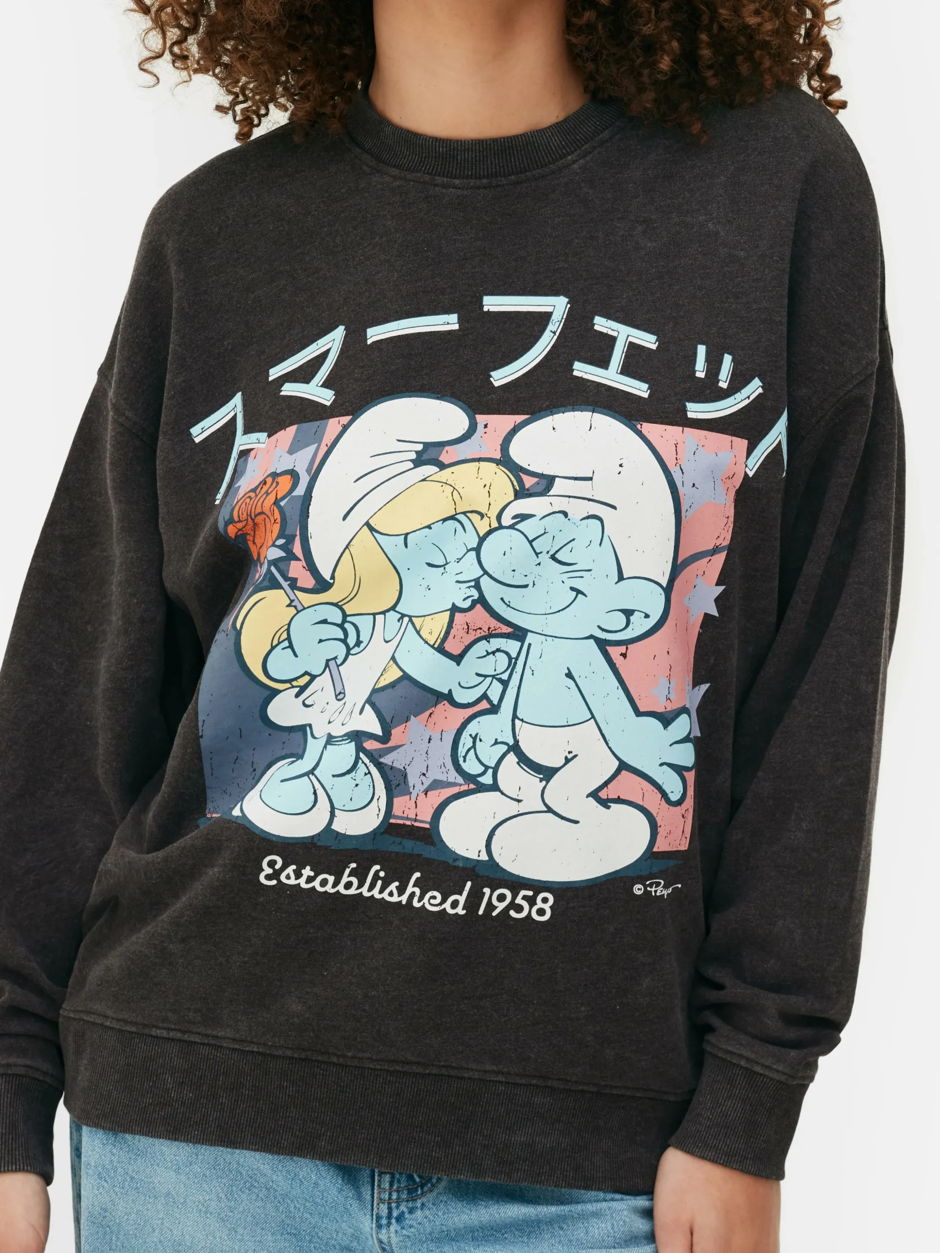Oversize-Sweatshirt Mit „Die Schlümpfe“ Grafik