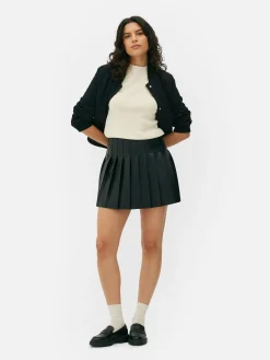 Plissierter Minirock Aus Kunstleder