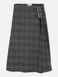 Plissierter „Rita Ora“ Midirock Mit Schnalle