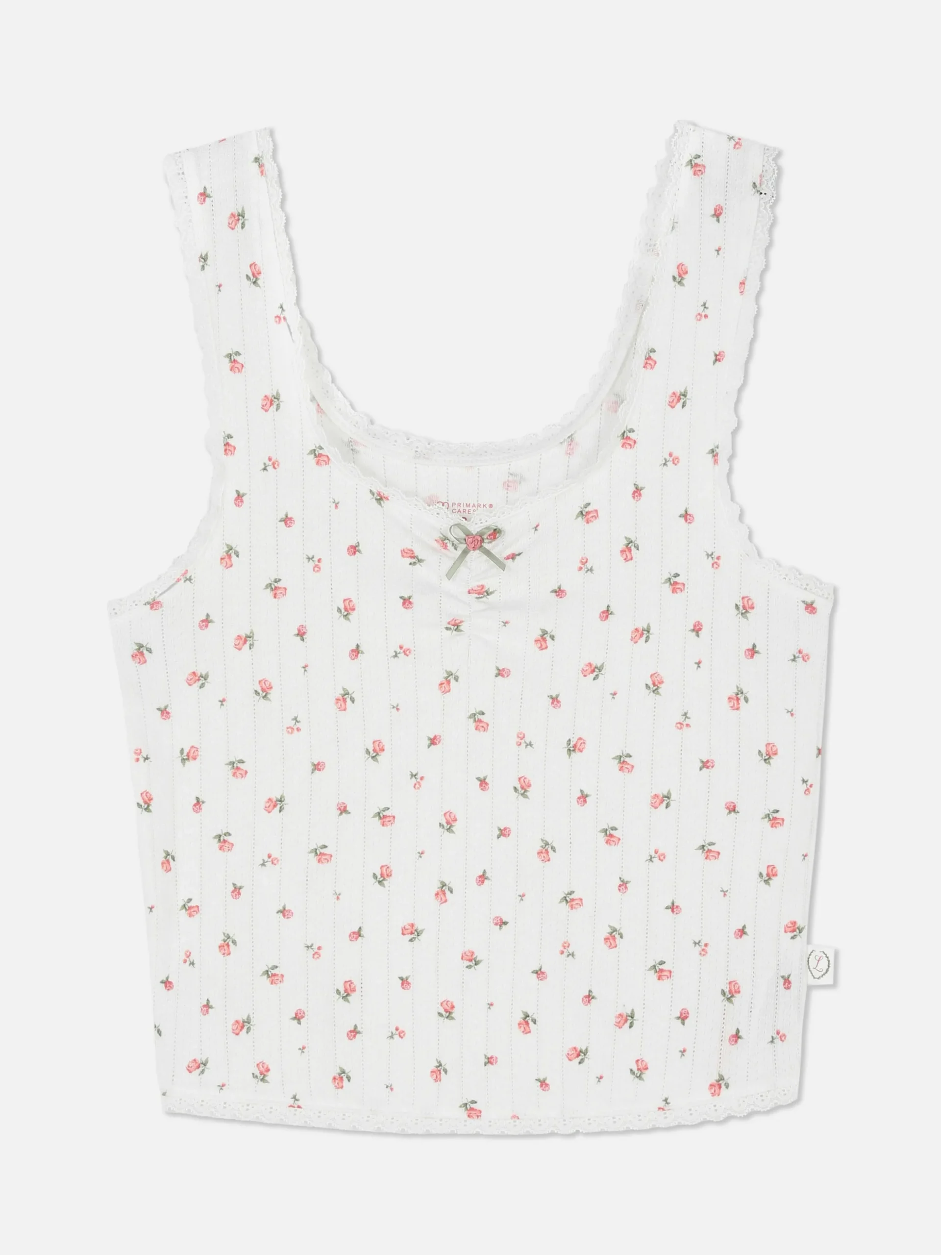 Pointelle-Schlafanzug-Tanktop Mit Rosenmuster