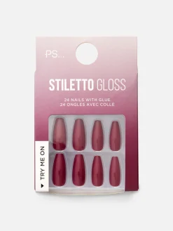 PS… Glänzende Kunstnägel Im Stiletto-Stil
