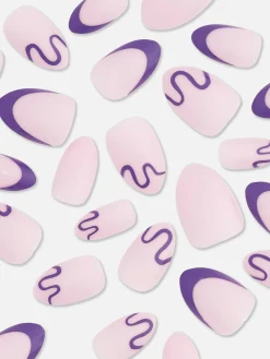 PS… Mandelförmige, Glänzende Kunstnägel Mit Wirbelmuster