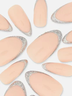 PS… Spitze, Glänzende Kunstnägel Mit Glitzer-Spitze