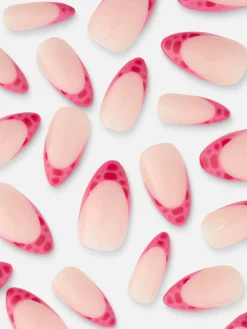 PS… Spitze, Glänzende Kunstnägel Mit Tips In Kroko-Optik