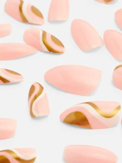 PS… Spitze, Glänzende Kunstnägel Mit Wirbelmuster