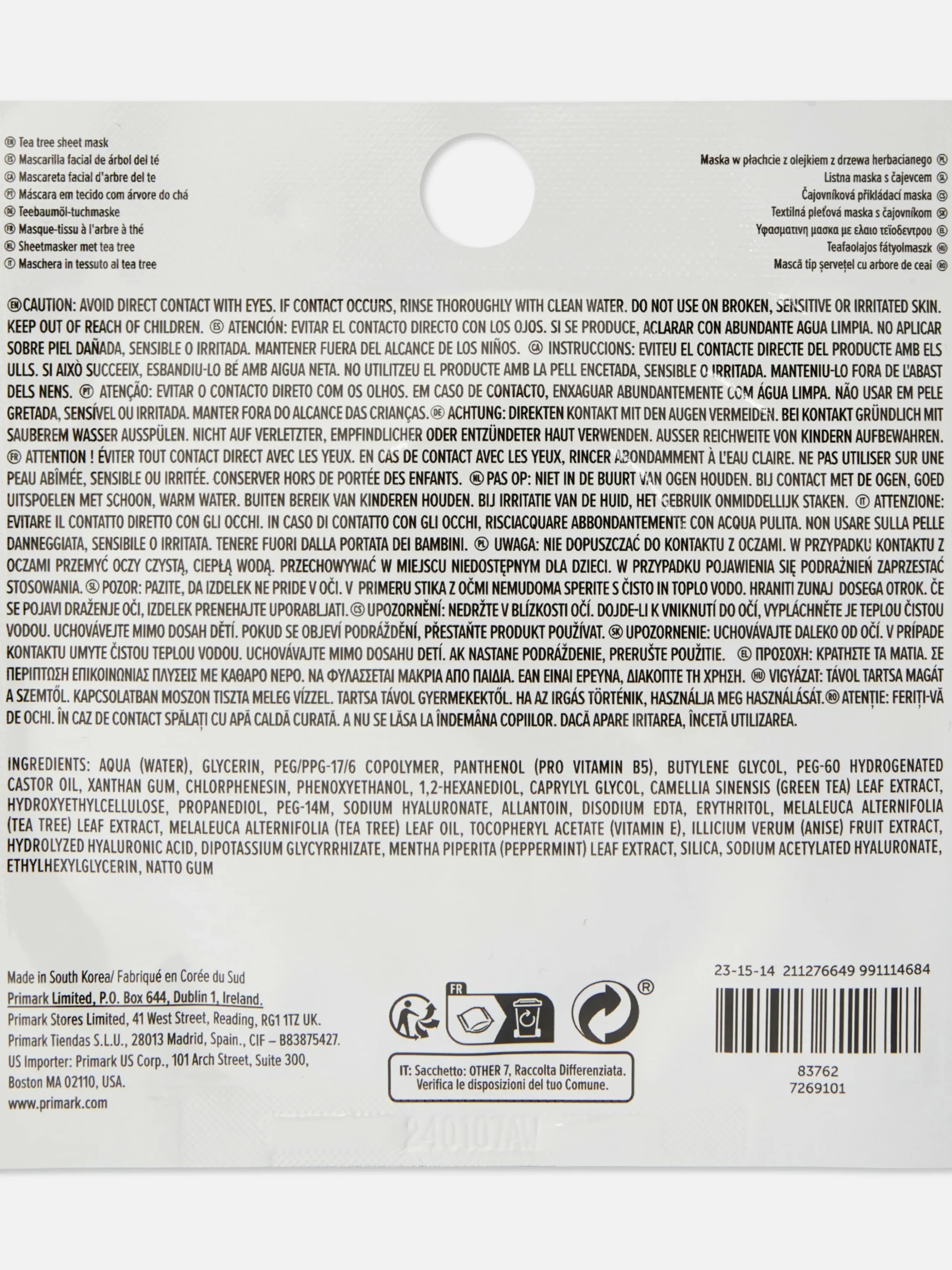 PS… Teebaum Tuchmaske