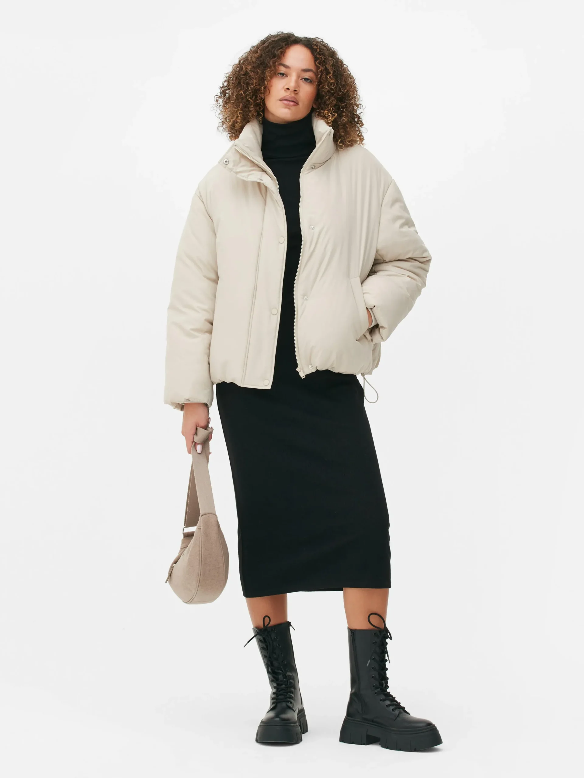 Pufferjacke Mit Trichterkragen