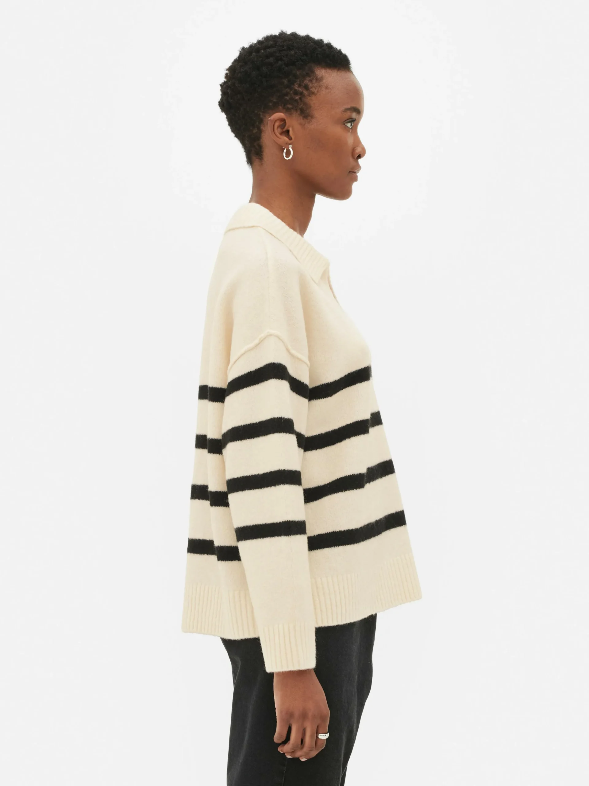 Pullover Mit Polokragen Und Streifen