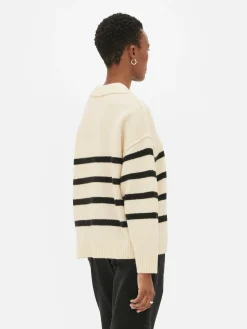 Pullover Mit Polokragen Und Streifen