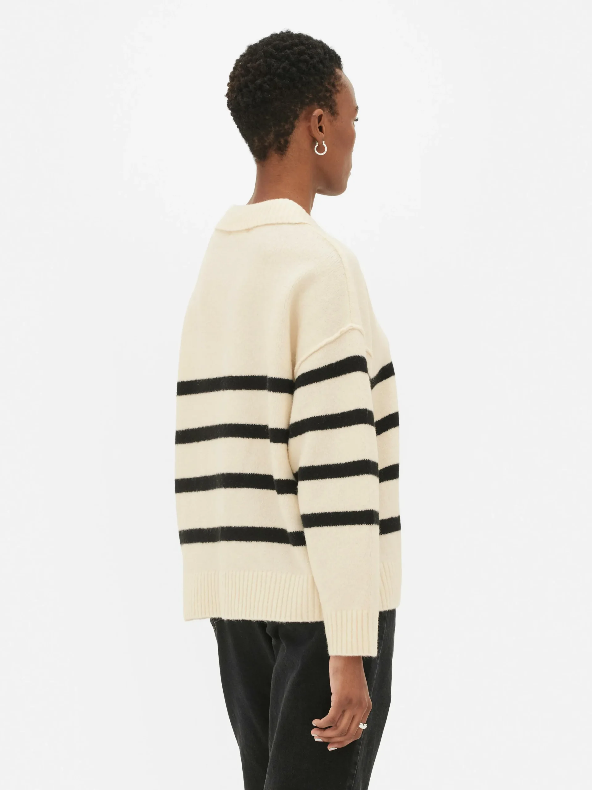 Pullover Mit Polokragen Und Streifen