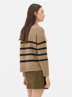 Pullover Mit Polokragen Und Streifen