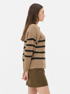 Pullover Mit Polokragen Und Streifen
