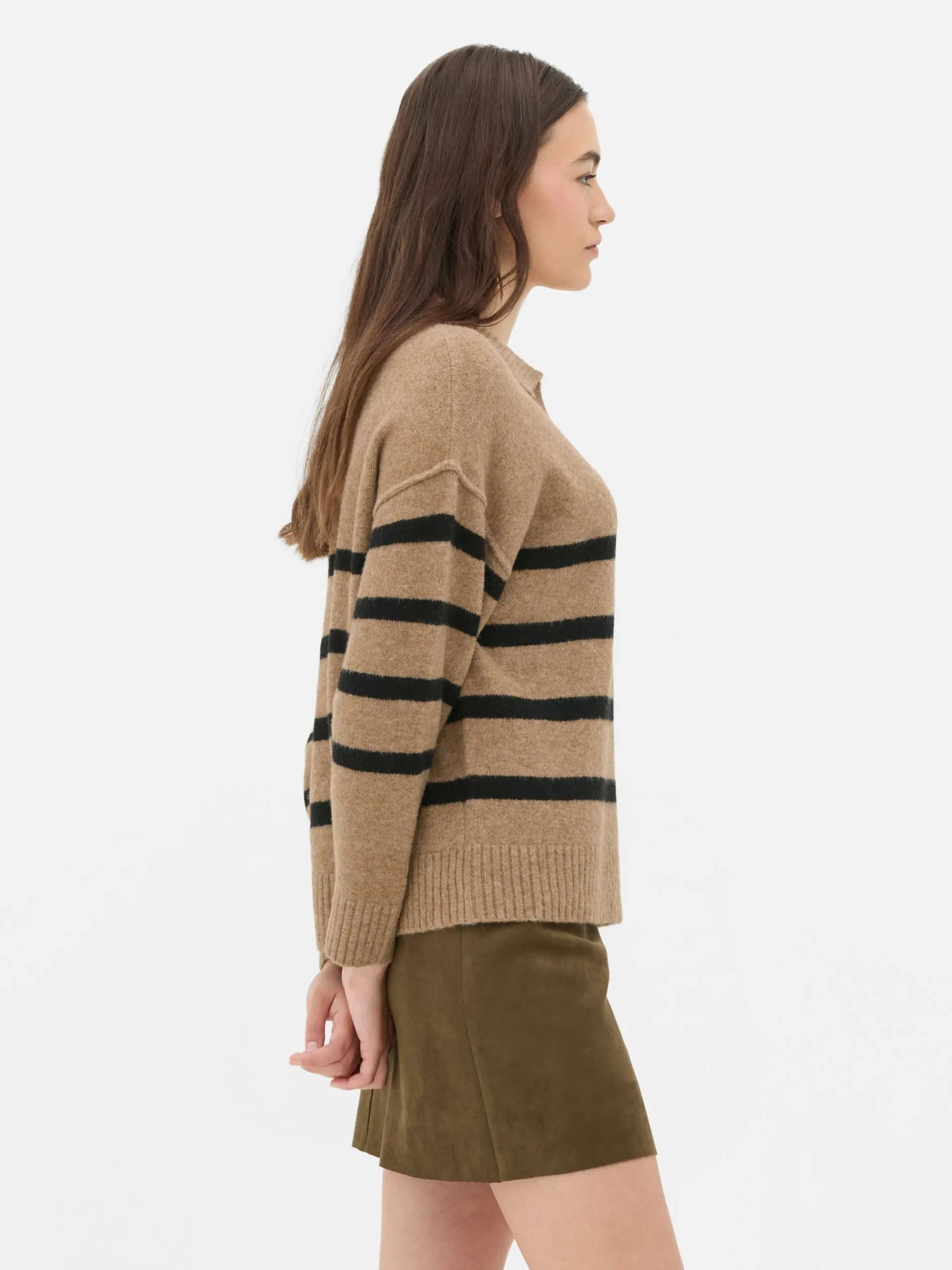 Pullover Mit Polokragen Und Streifen