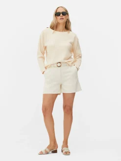 Pullover Mit Schulterknöpfen Und U-Boot-Ausschnitt