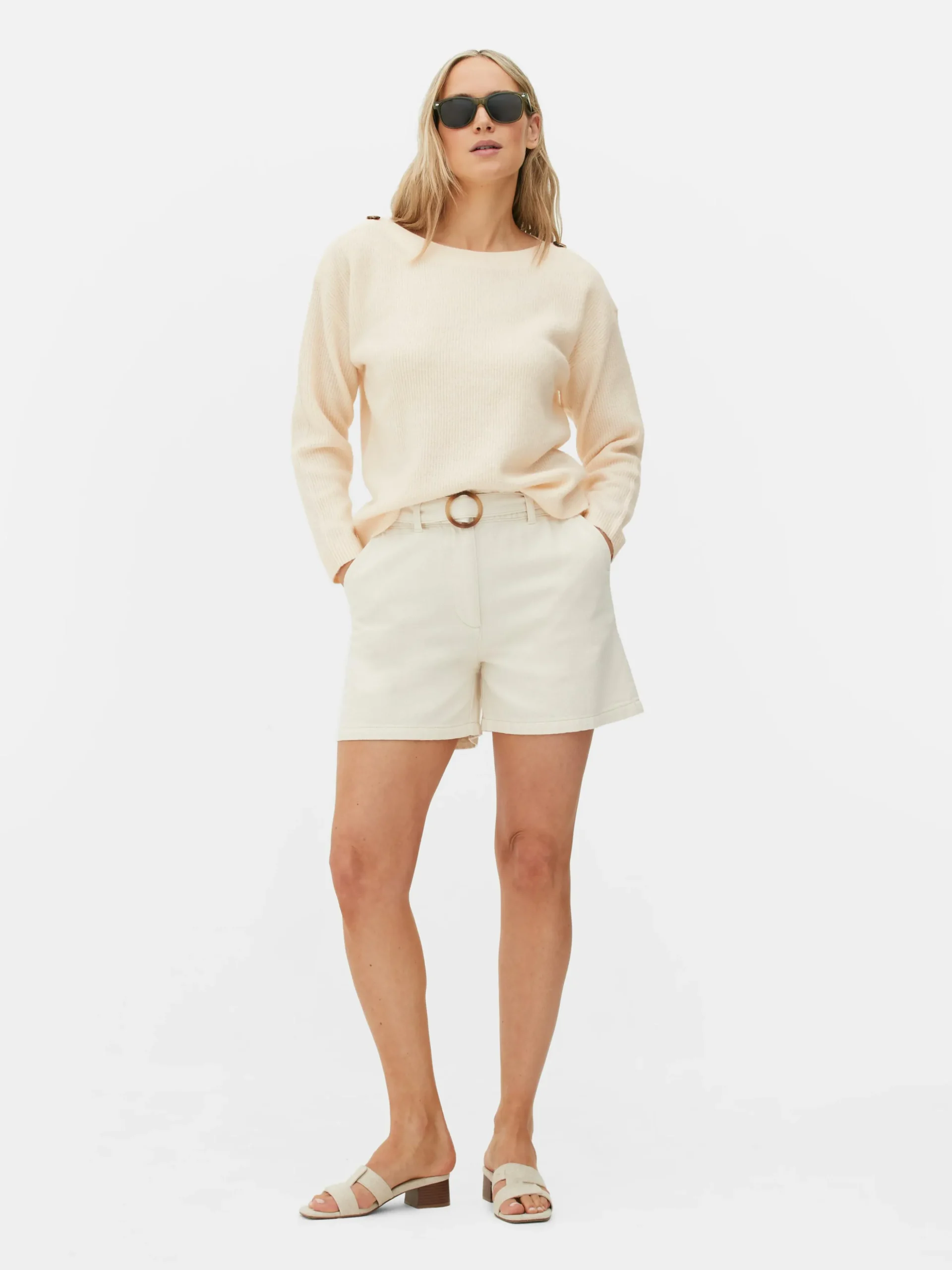 Pullover Mit Schulterknöpfen Und U-Boot-Ausschnitt