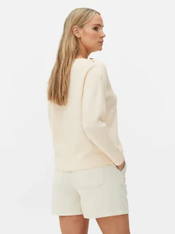 Pullover Mit Schulterknöpfen Und U-Boot-Ausschnitt