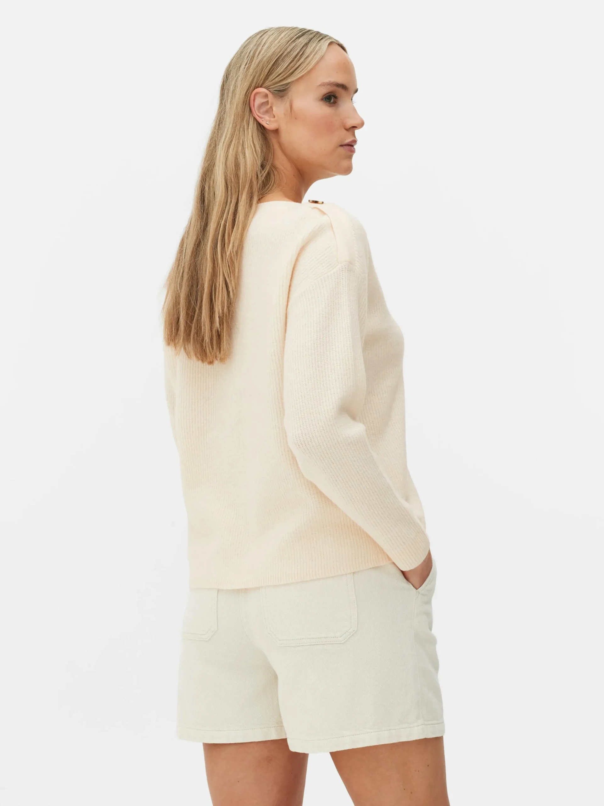 Pullover Mit Schulterknöpfen Und U-Boot-Ausschnitt