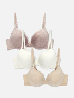 Push-up-BHs Mit Spitzenbesatz, 3er-Pack