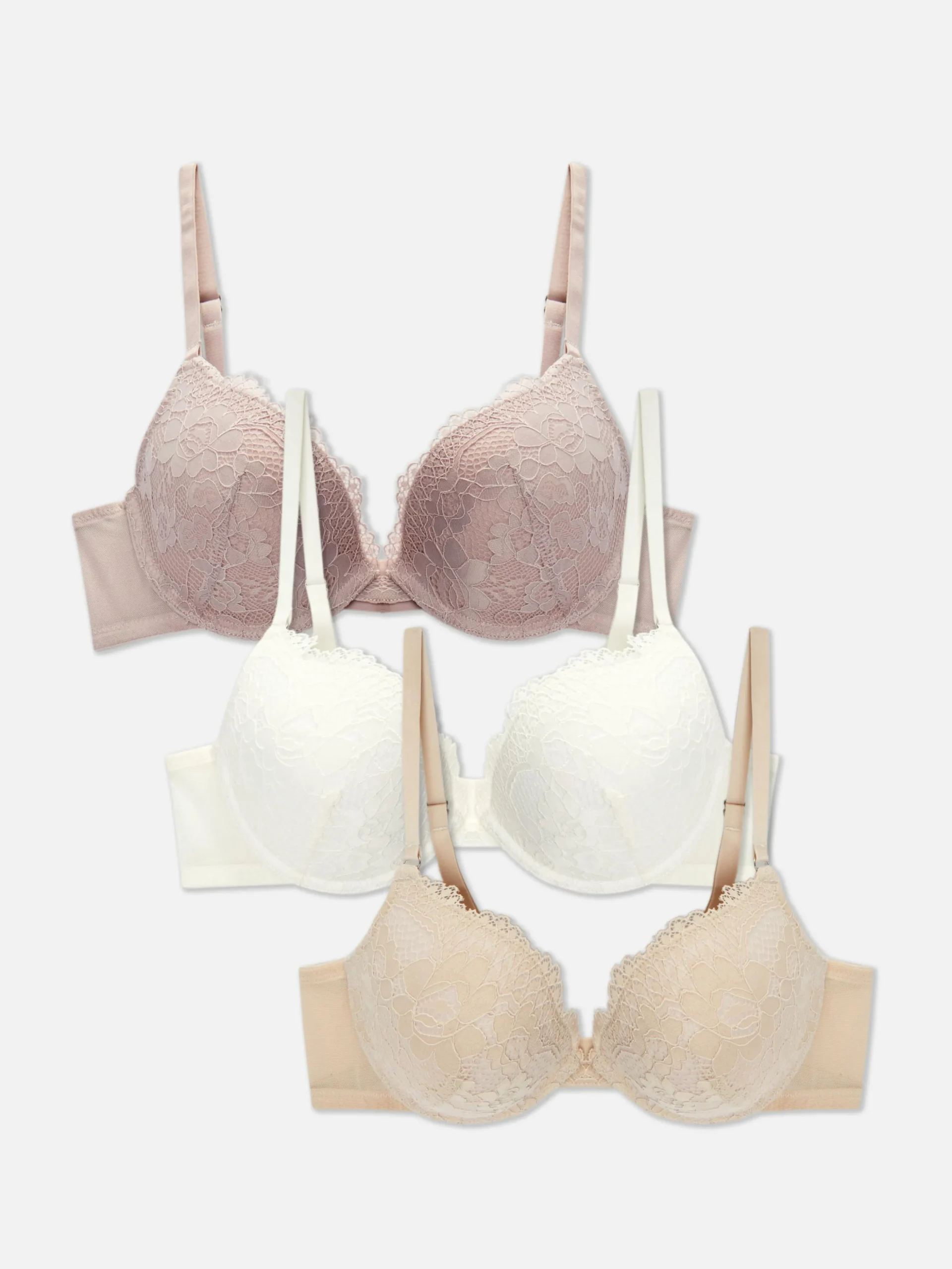 Push-up-BHs Mit Spitzenbesatz, 3er-Pack