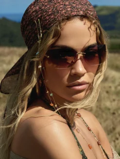 Randlose, Gebogene „Rita Ora“ Sonnenbrille
