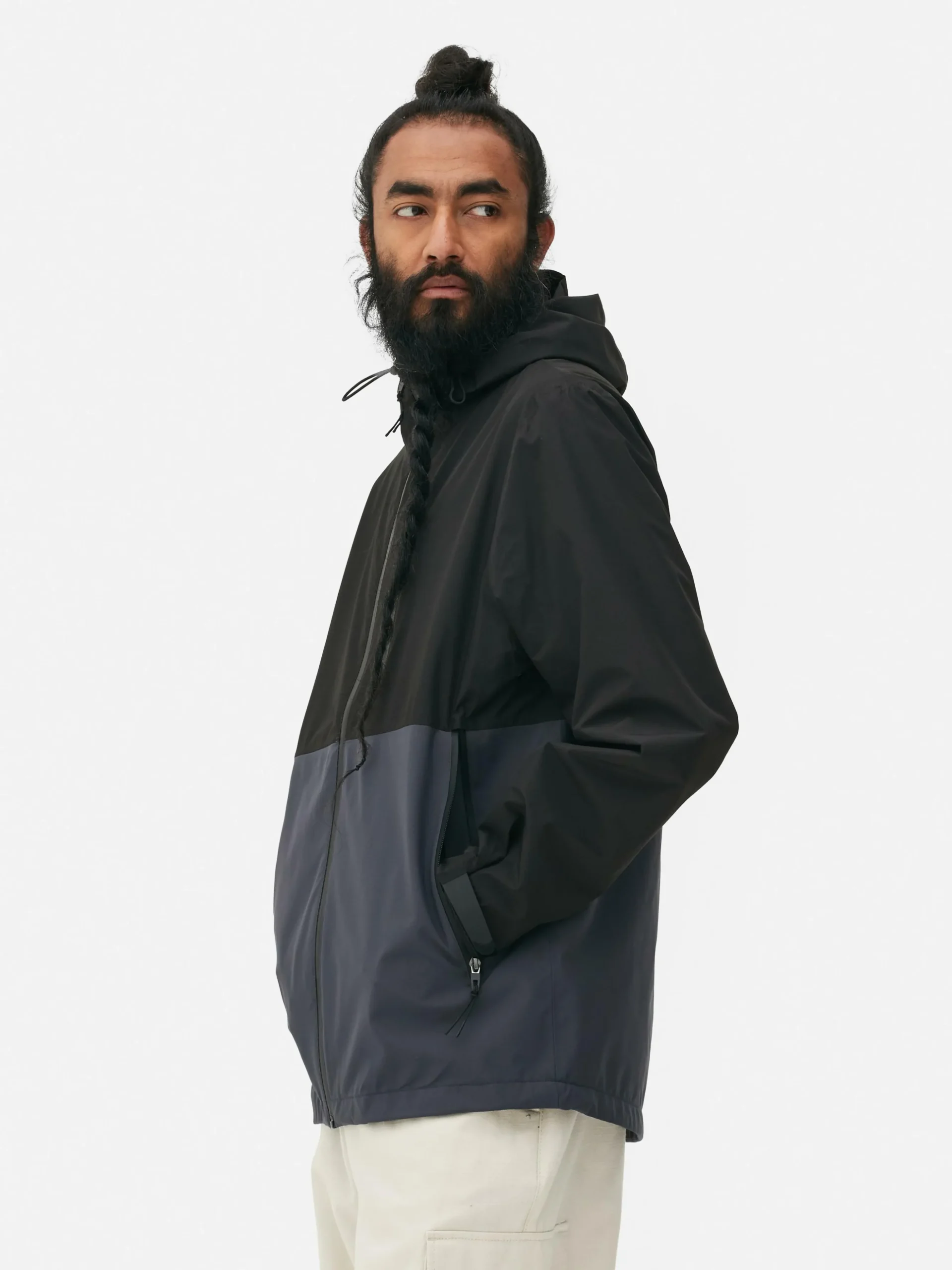 Regenmantel In Blockfarben Mit Mehreren Taschen