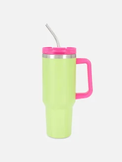 Reisebecher Aus Edelstahl Mit Trinkhalm, 1,18 L