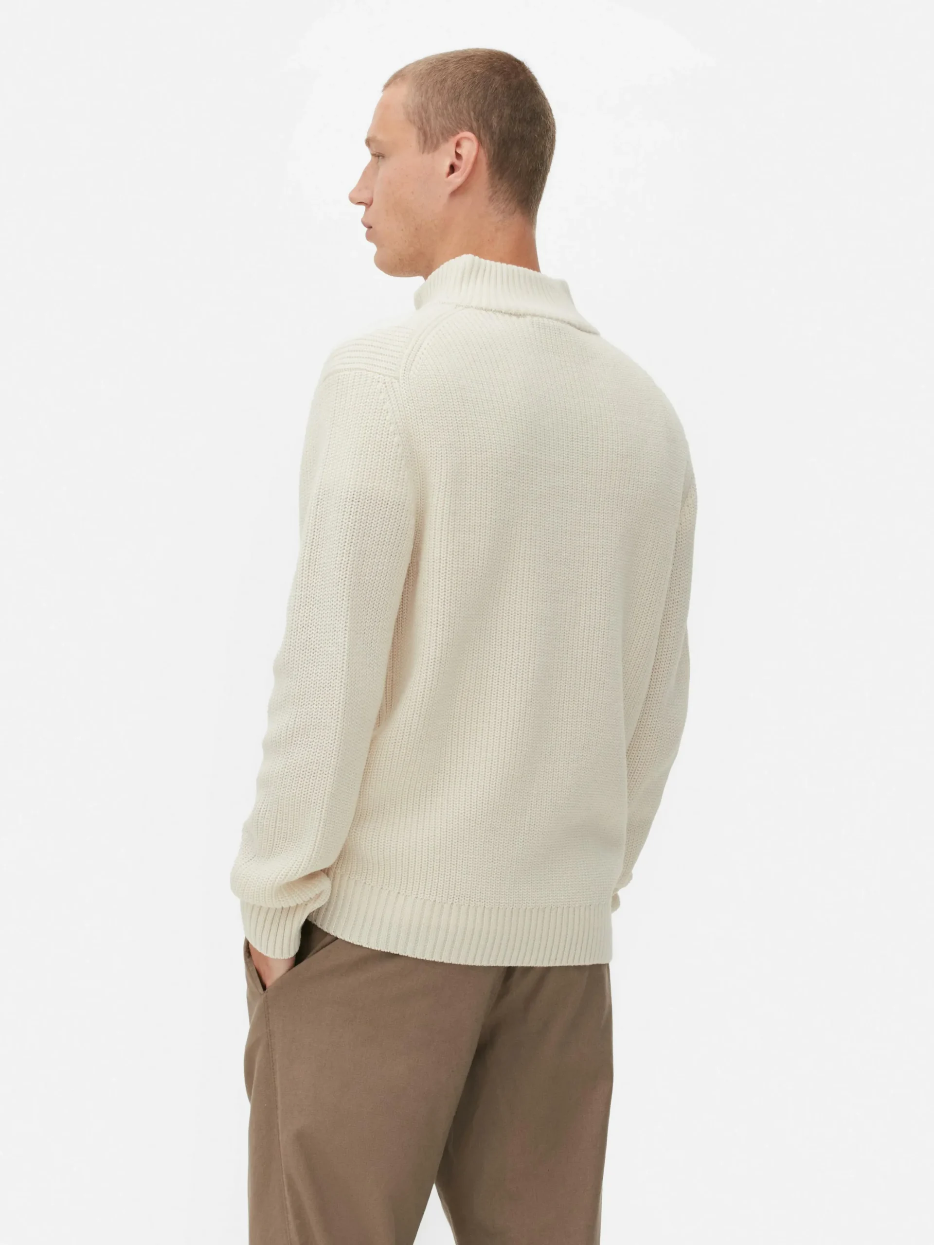 Rippenstrick-Pullover Mit Reißverschluss