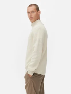 Rippenstrick-Pullover Mit Reißverschluss