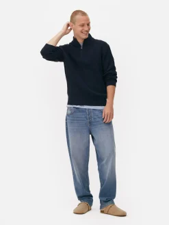 Rippenstrick-Pullover Mit Reißverschluss