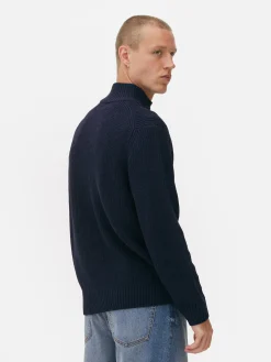 Rippenstrick-Pullover Mit Reißverschluss