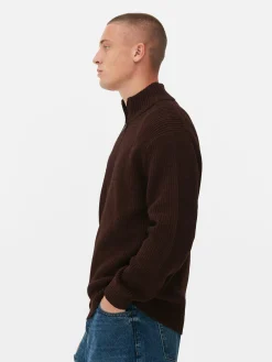 Rippenstrick-Pullover Mit Reißverschluss