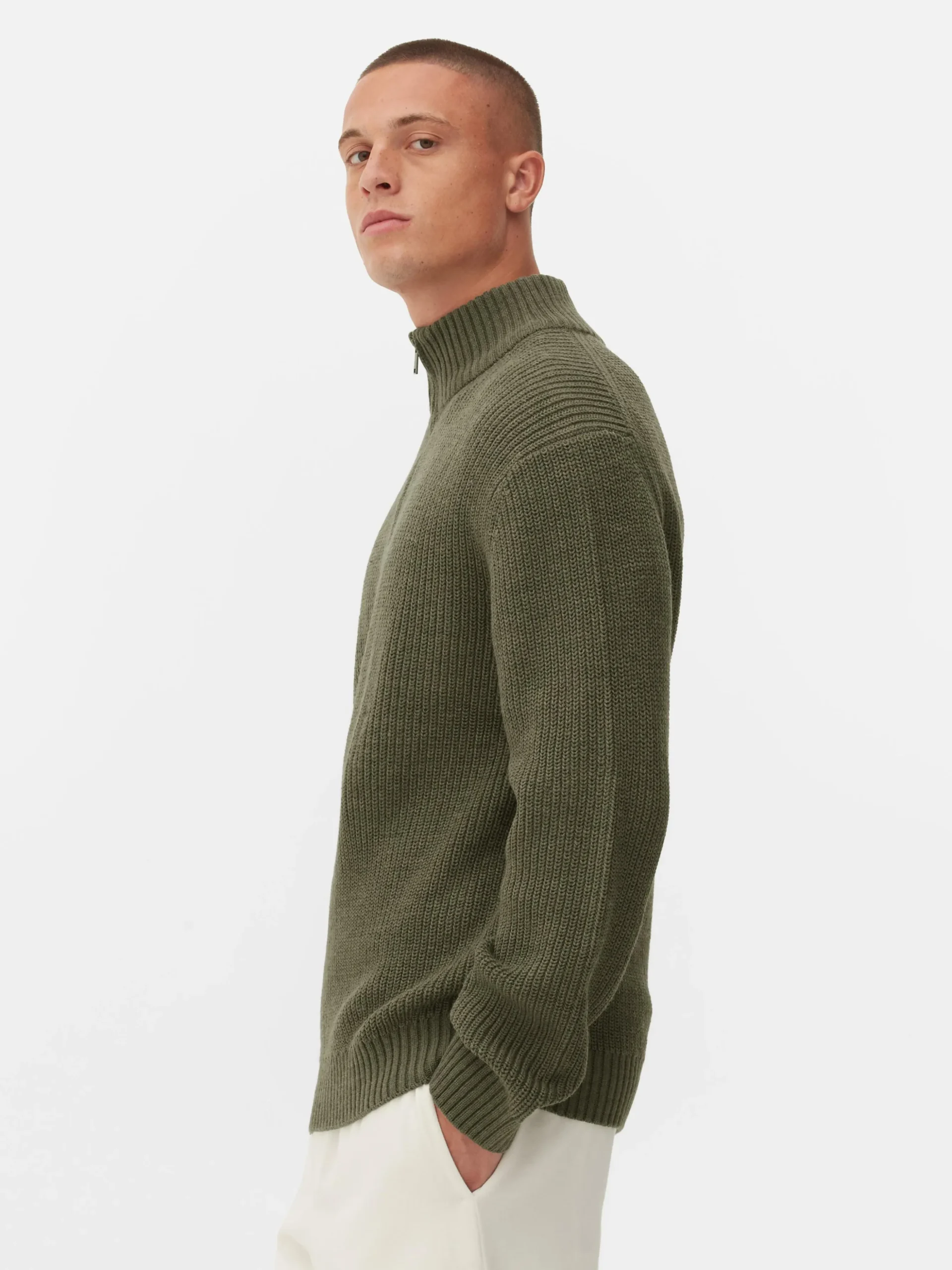 Rippenstrick-Pullover Mit Reißverschluss