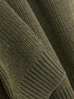 Rippenstrick-Pullover Mit Reißverschluss