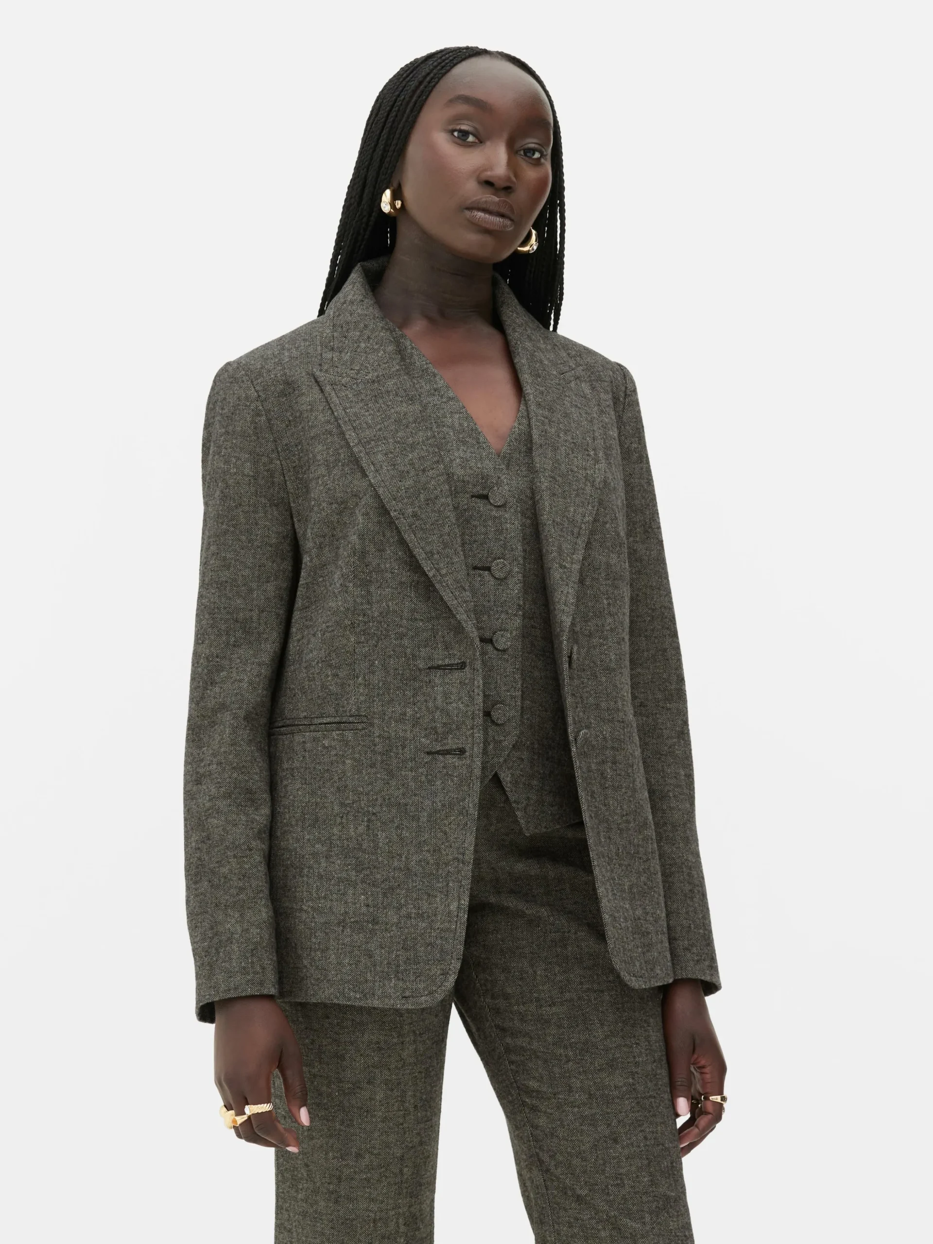 „Rita Ora“ Blazer Mit Fischgrätmuster