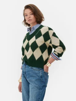 „Rita Ora“ Strickpullover Mit Argylemuster Und V-Ausschnitt