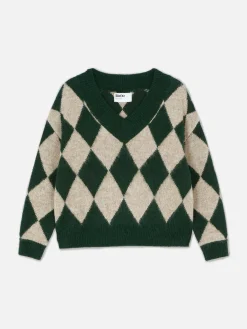 „Rita Ora“ Strickpullover Mit Argylemuster Und V-Ausschnitt