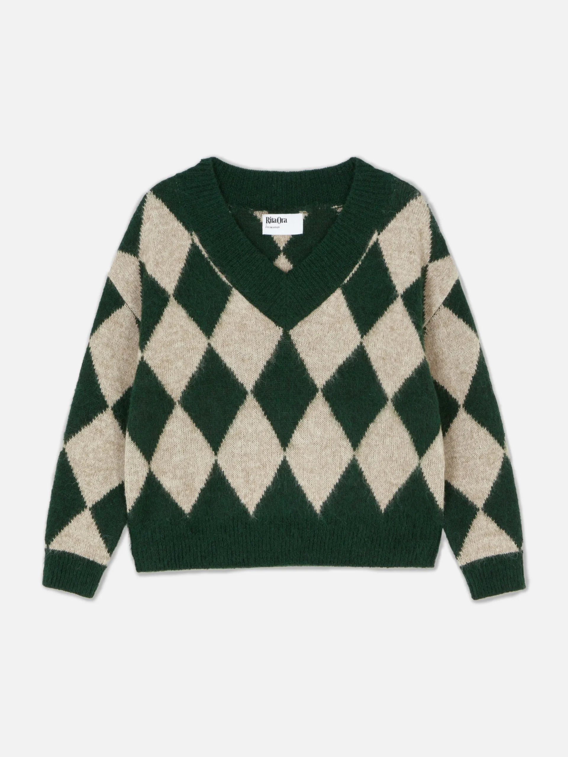 „Rita Ora“ Strickpullover Mit Argylemuster Und V-Ausschnitt