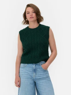 „Rita Ora“ Strickweste Mit Zopfmuster