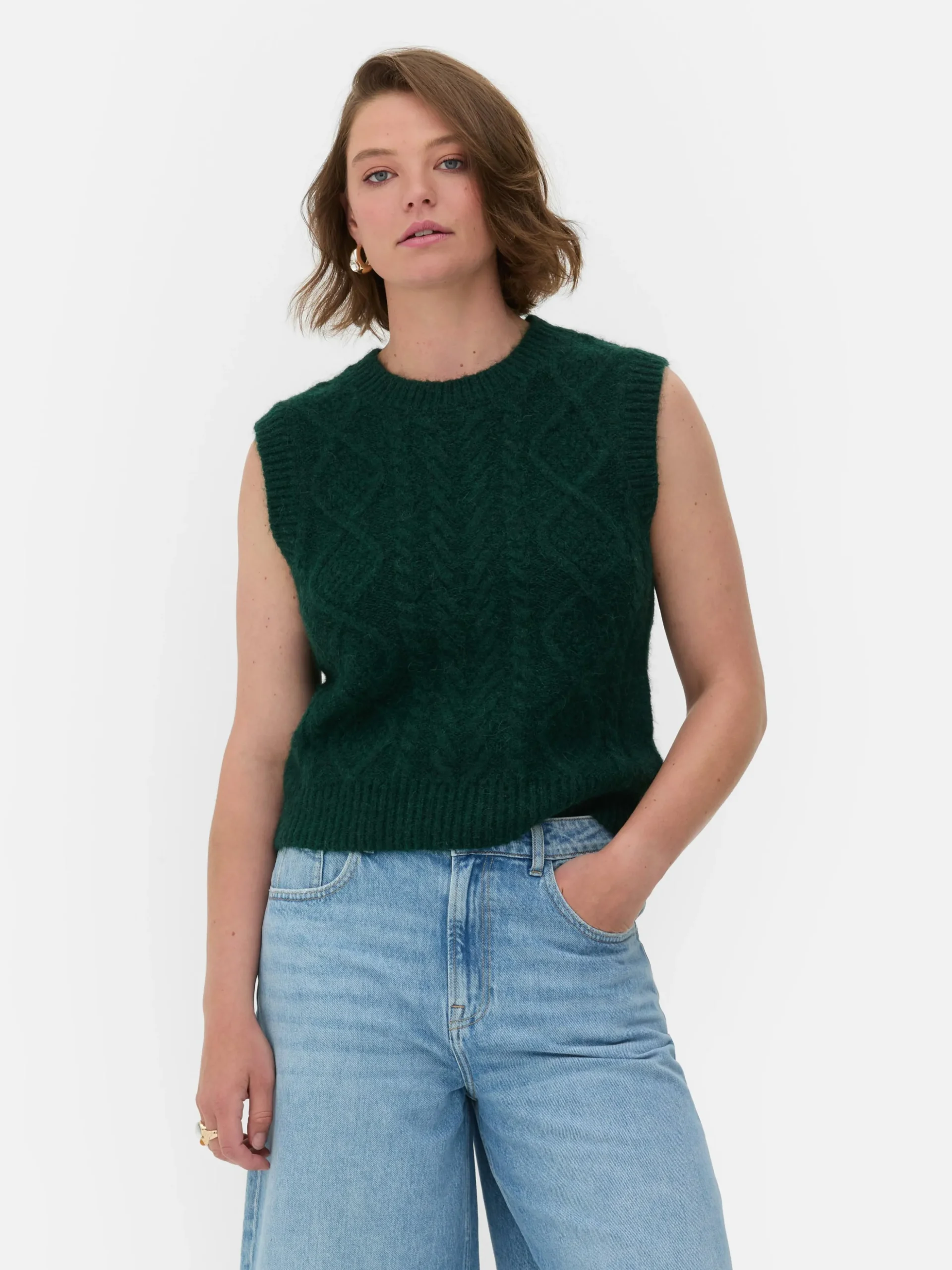 „Rita Ora“ Strickweste Mit Zopfmuster