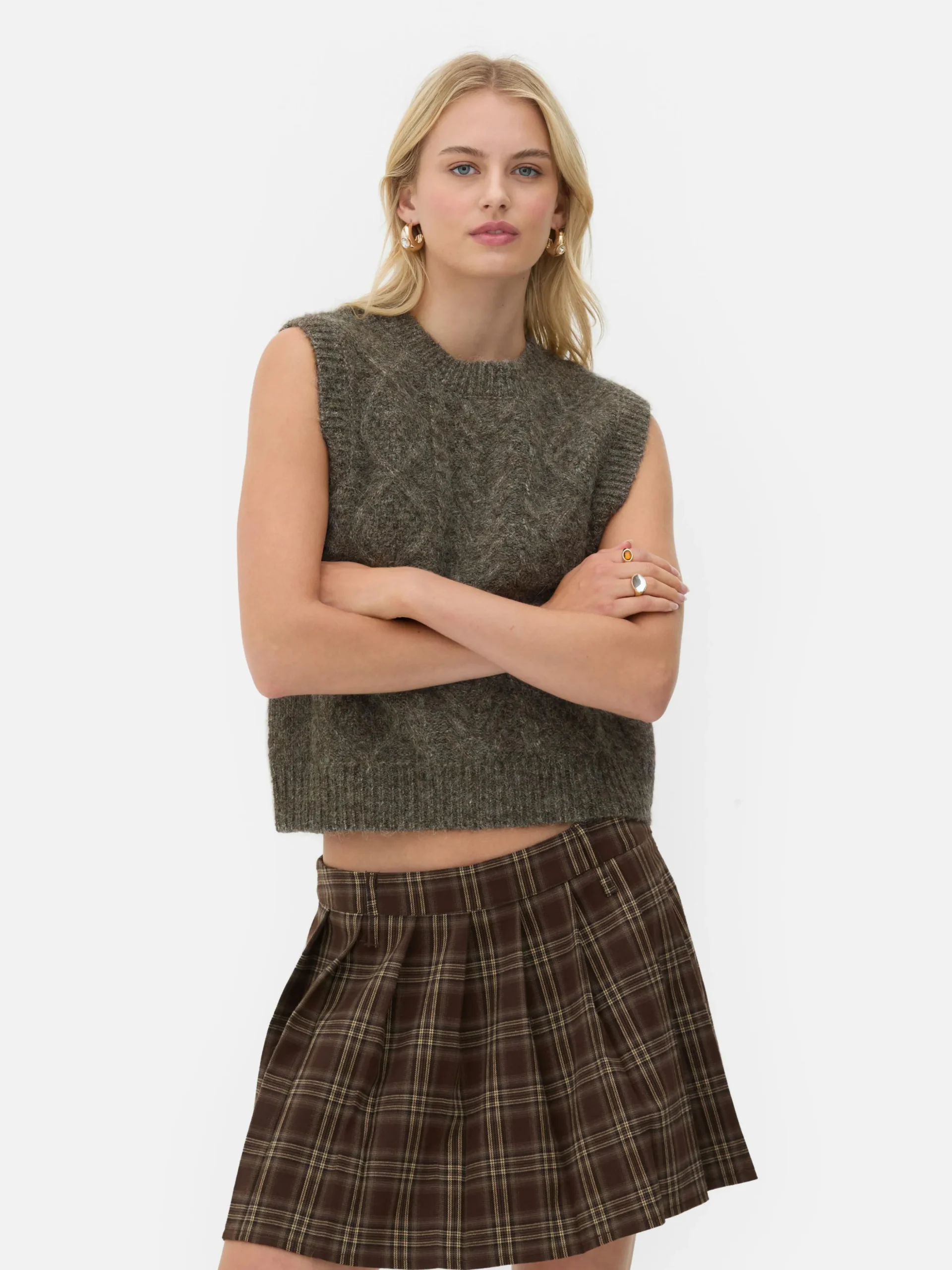 „Rita Ora“ Strickweste Mit Zopfmuster